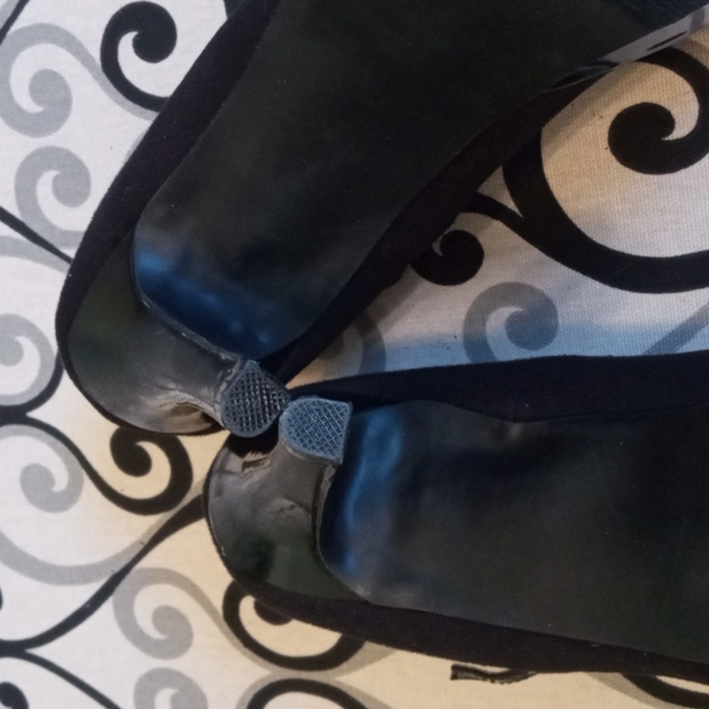 SM New York Black Suede and Patent Leather Open-toed Heels Sz 7.5 - Picture 6 of 10
